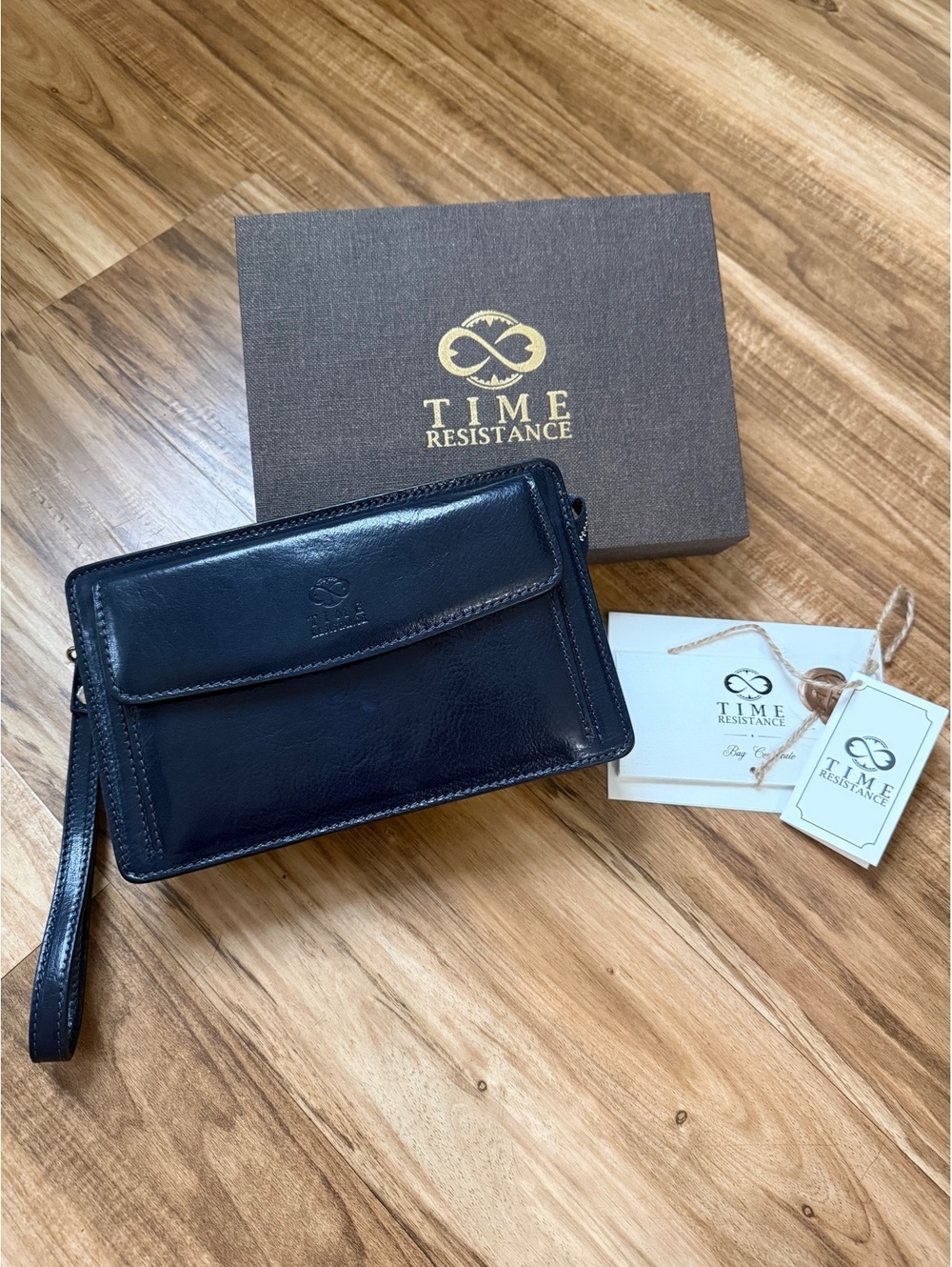 Time Resistance Leather Clutch Purse Decameron NIB